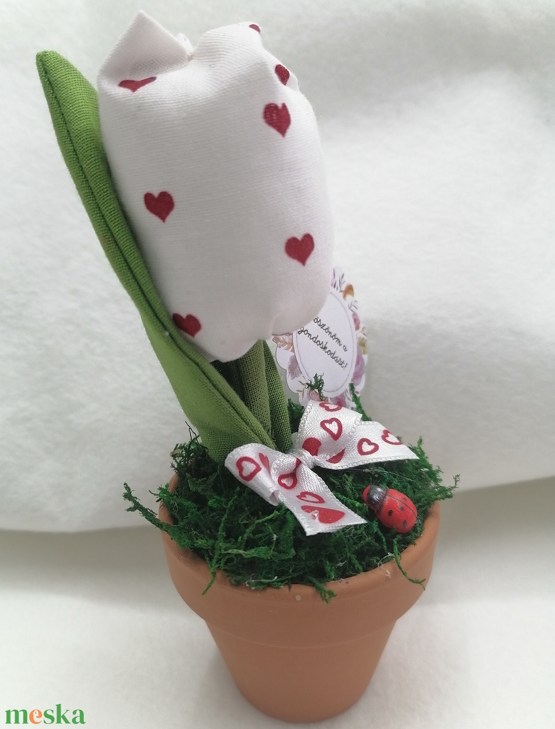 Cserepes textil tulipán - otthon & életmód - dekoráció - dísztárgy - Meska.hu