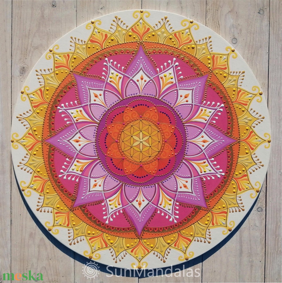 Sárga Virág Mandala   - otthon & életmód - dekoráció - spiritualitás - mandala - Meska.hu