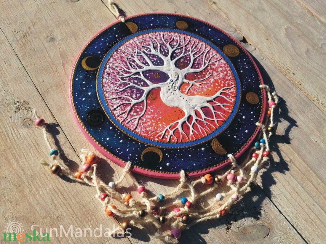 Rózsaszín-kék  Életfa  - otthon & életmód - dekoráció - spiritualitás - mandala - Meska.hu
