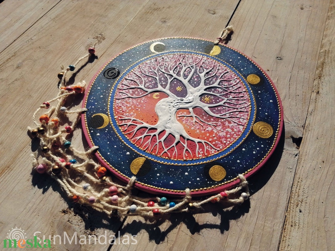 Rózsaszín-kék  Életfa  - otthon & életmód - dekoráció - spiritualitás - mandala - Meska.hu