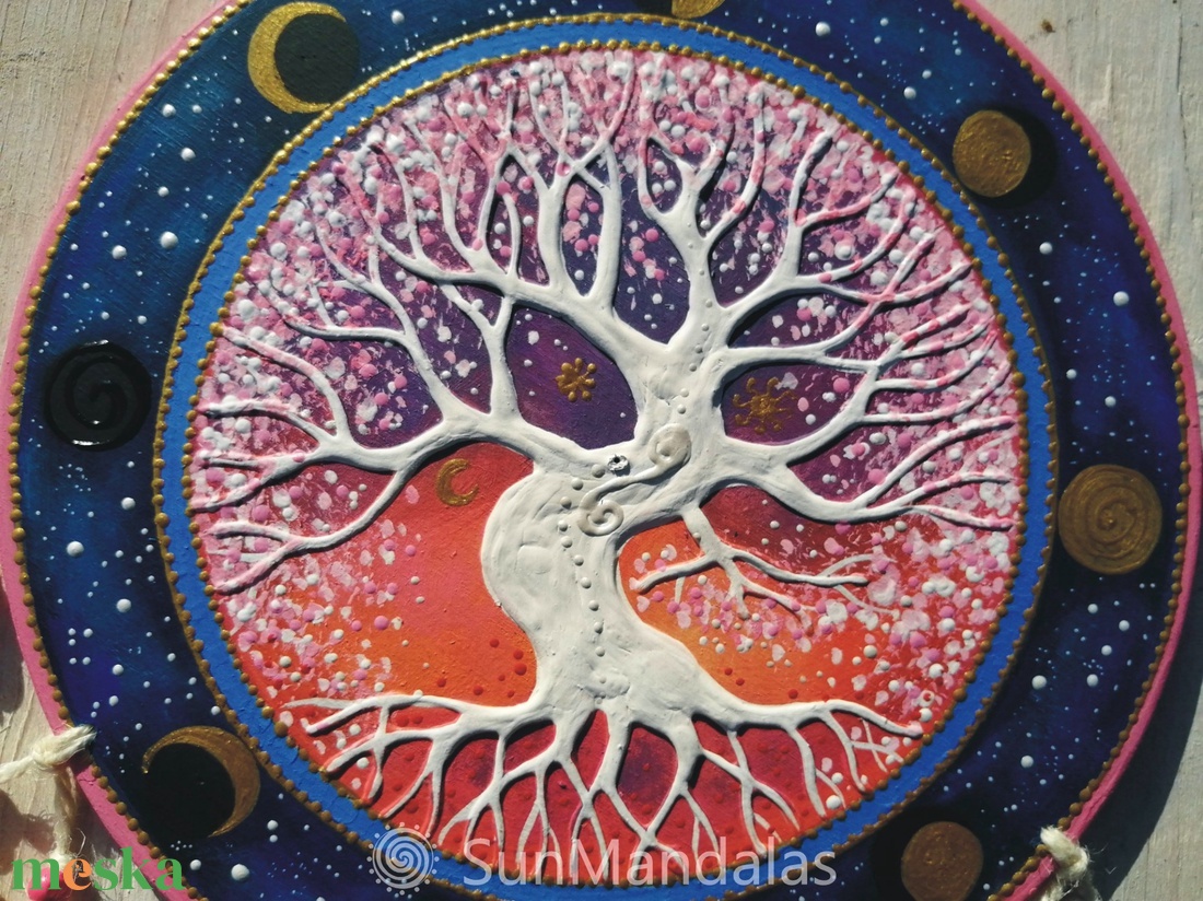 Rózsaszín-kék  Életfa  - otthon & életmód - dekoráció - spiritualitás - mandala - Meska.hu