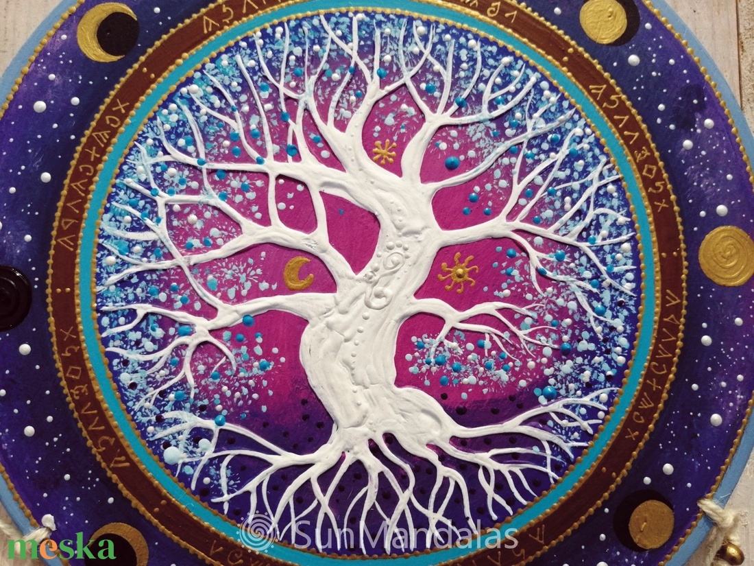 Lila-kék Életfa  - otthon & életmód - dekoráció - spiritualitás - mandala - Meska.hu