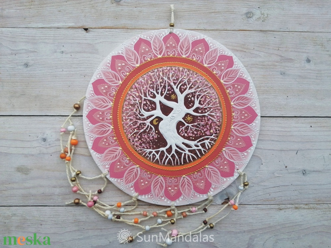 Barack-fehér  Életfa  - otthon & életmód - dekoráció - spiritualitás - mandala - Meska.hu