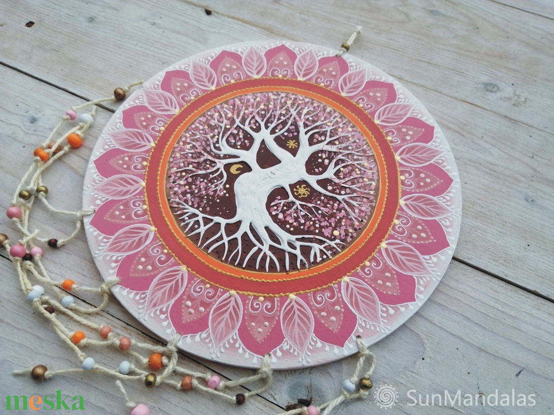 Barack-fehér  Életfa  - otthon & életmód - dekoráció - spiritualitás - mandala - Meska.hu