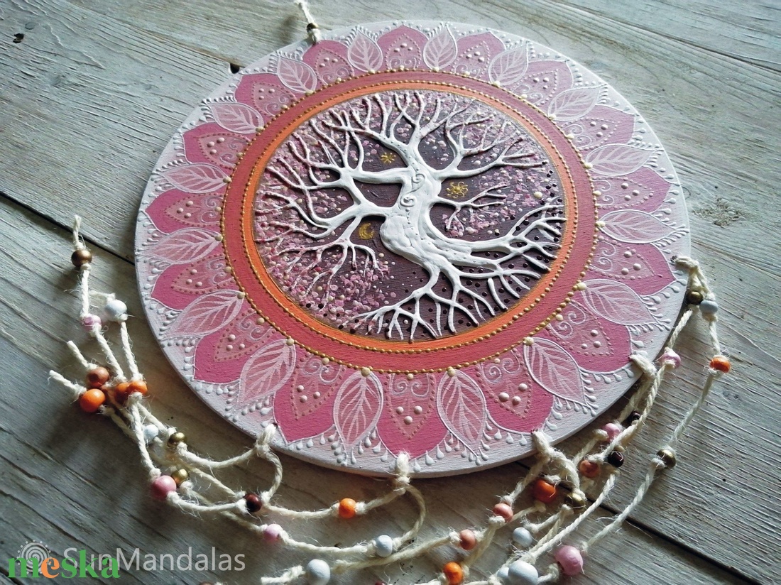Barack-fehér  Életfa  - otthon & életmód - dekoráció - spiritualitás - mandala - Meska.hu