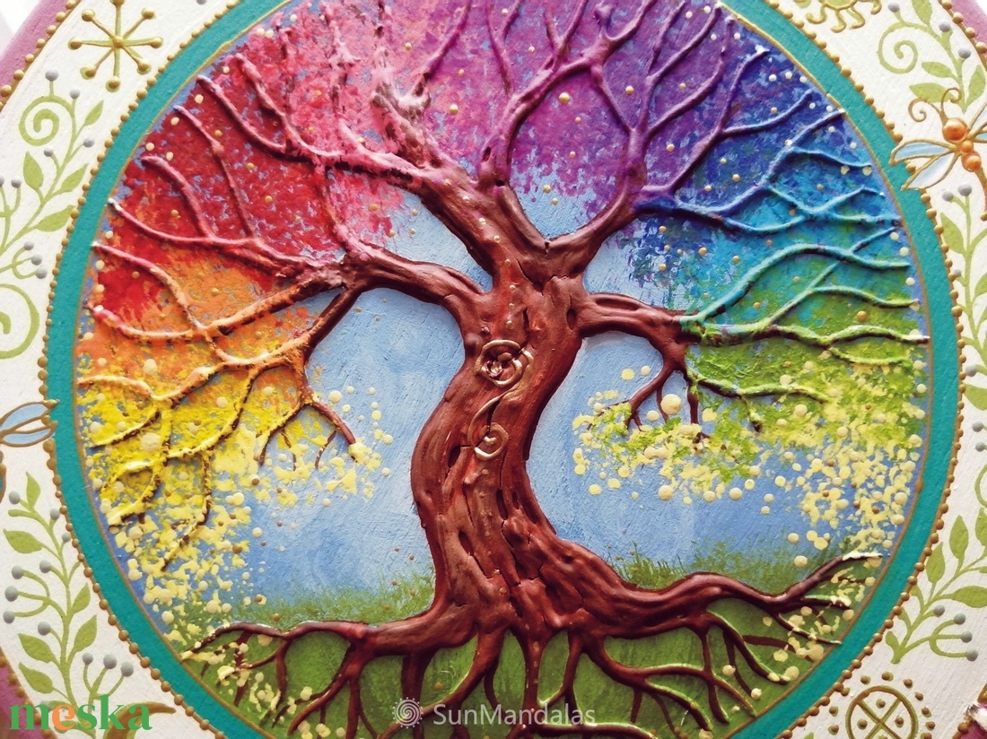 Szivárvány Életfa ( Mandala)  - otthon & életmód - dekoráció - spiritualitás - mandala - Meska.hu