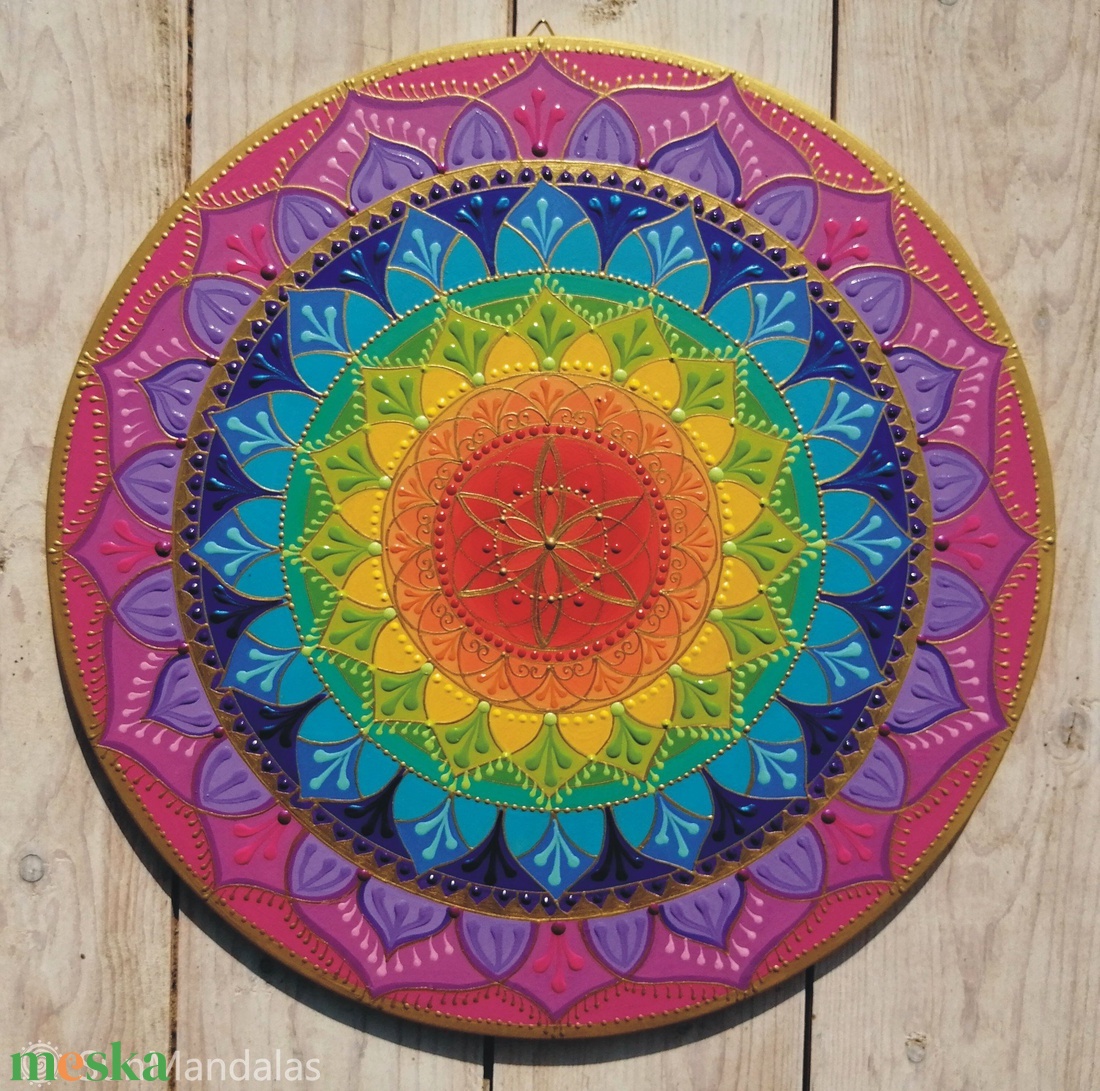 Szivárvány Mandala csakra színekkel  - otthon & életmód - dekoráció - spiritualitás - mandala - Meska.hu