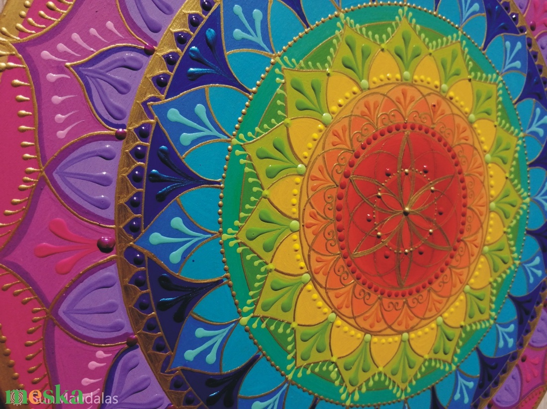 Szivárvány Mandala csakra színekkel  - otthon & életmód - dekoráció - spiritualitás - mandala - Meska.hu