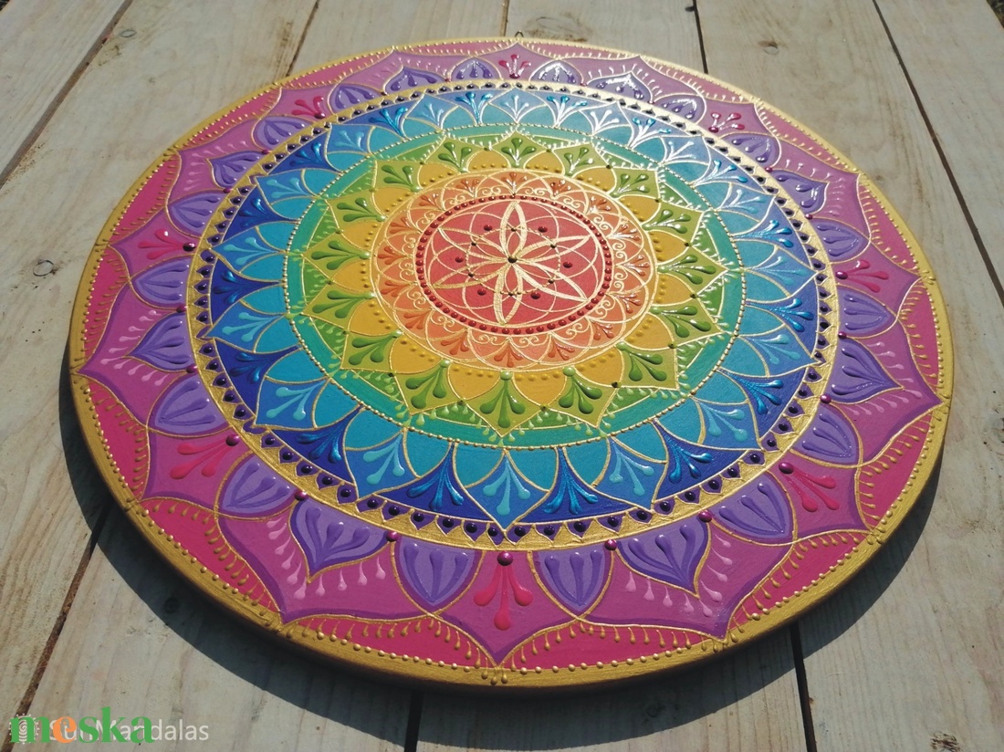 Szivárvány Mandala csakra színekkel  - otthon & életmód - dekoráció - spiritualitás - mandala - Meska.hu