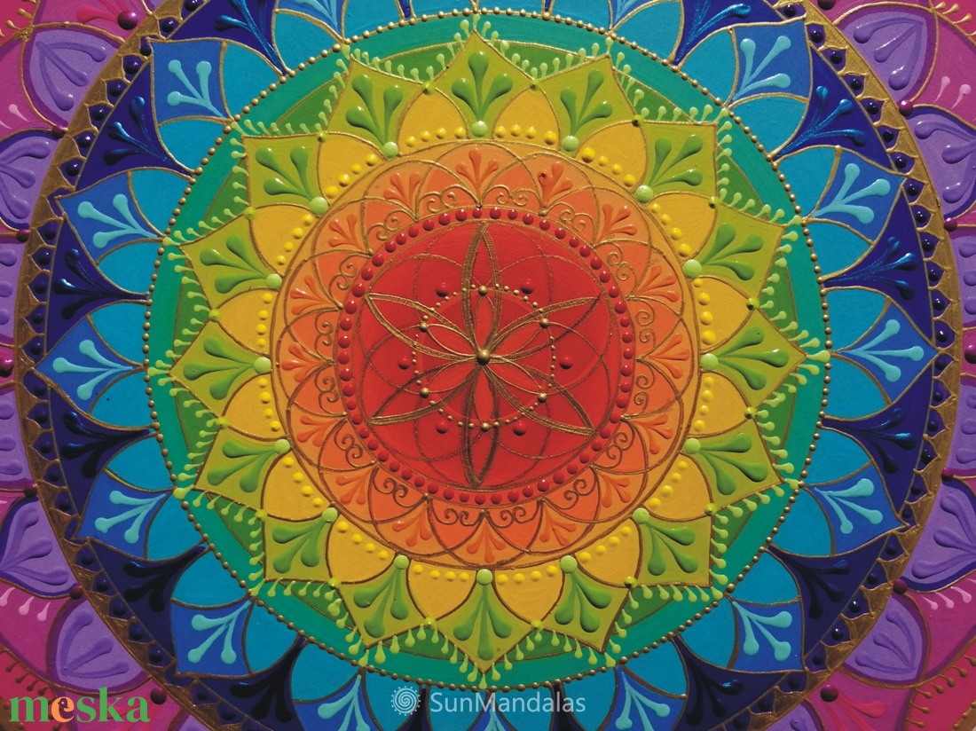 Szivárvány Mandala csakra színekkel  - otthon & életmód - dekoráció - spiritualitás - mandala - Meska.hu
