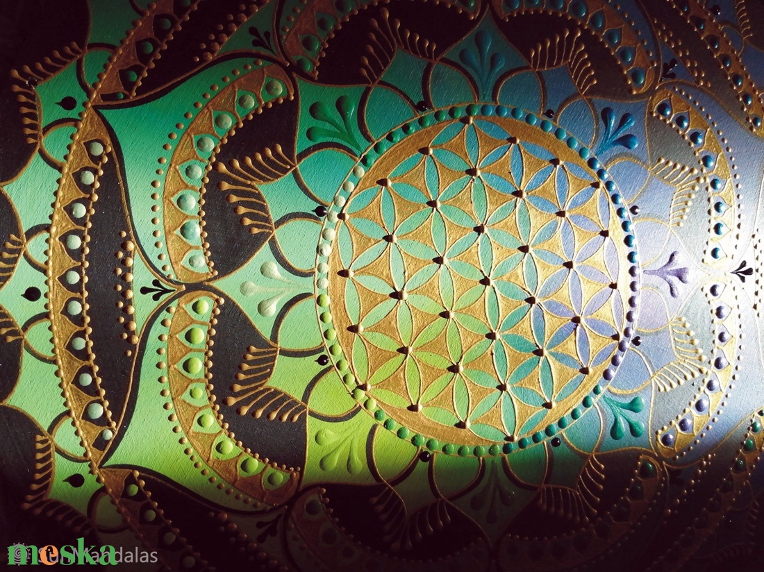 Zöld-türkiz-lila Mandala - otthon & életmód - dekoráció - spiritualitás - mandala - Meska.hu