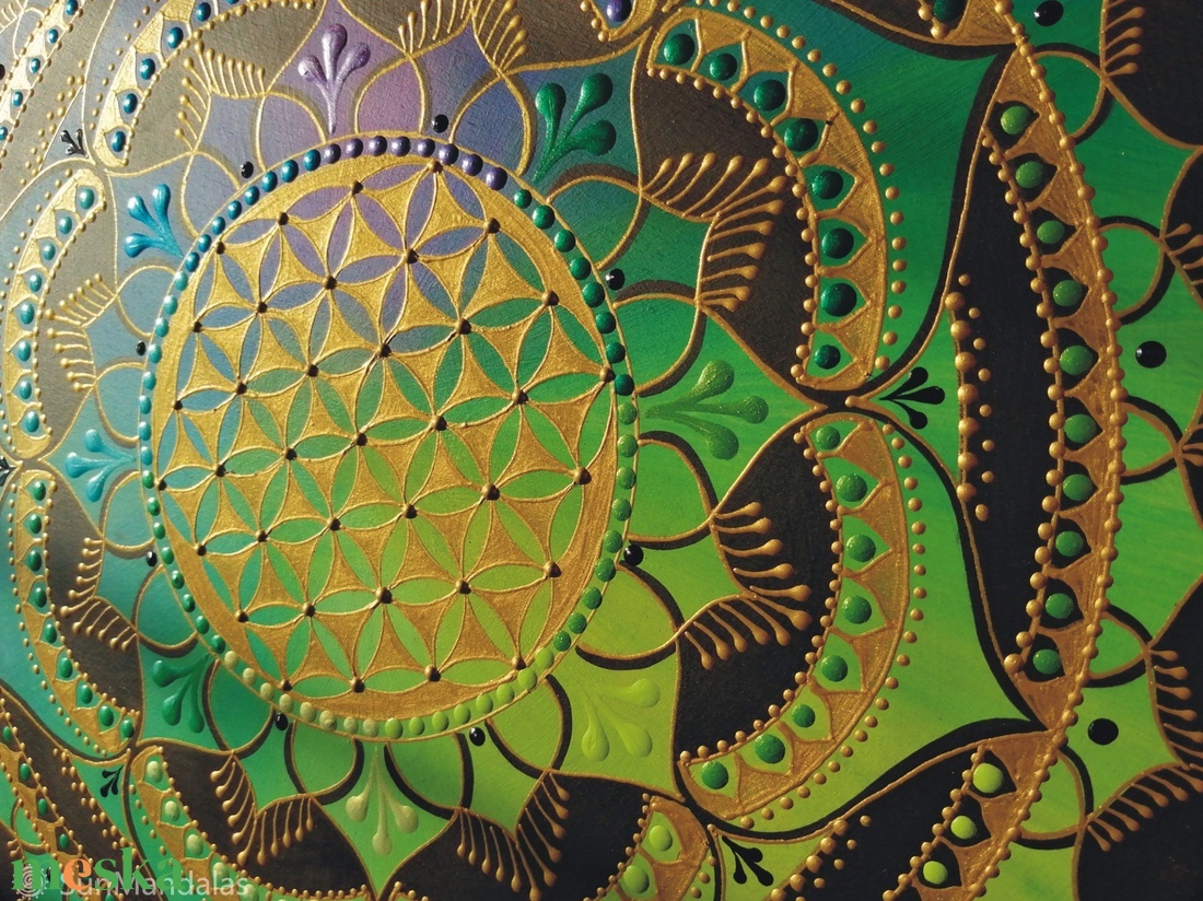 Zöld-türkiz-lila Mandala - otthon & életmód - dekoráció - spiritualitás - mandala - Meska.hu