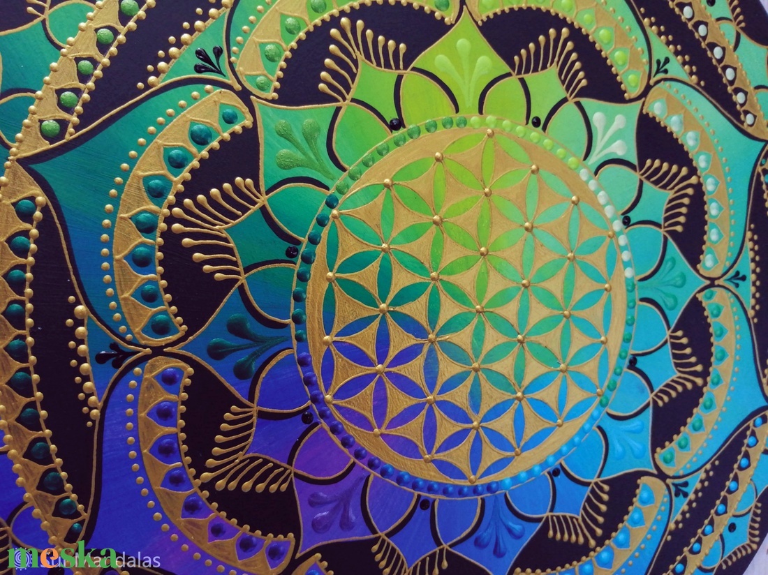 Zöld-türkiz-lila Mandala - otthon & életmód - dekoráció - spiritualitás - mandala - Meska.hu