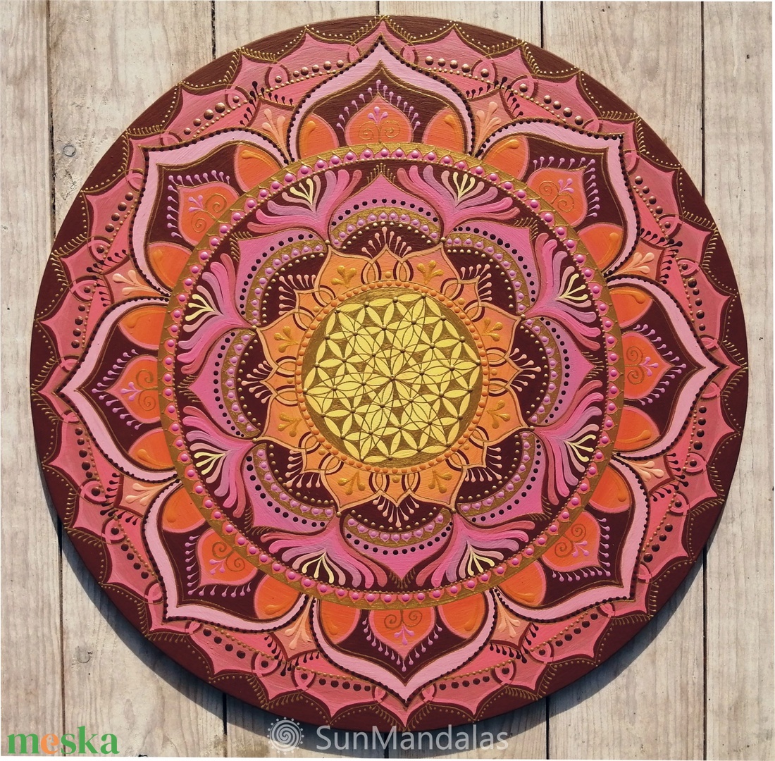 Rózsaszín-barna Mandala Életvirága szimbólummal - otthon & életmód - dekoráció - spiritualitás - mandala - Meska.hu Rózsaszín-barna Mandala Életvirága szimbólummal - otthon & életmód - dekoráció - spiritualitás - mandala - Meska.hu
