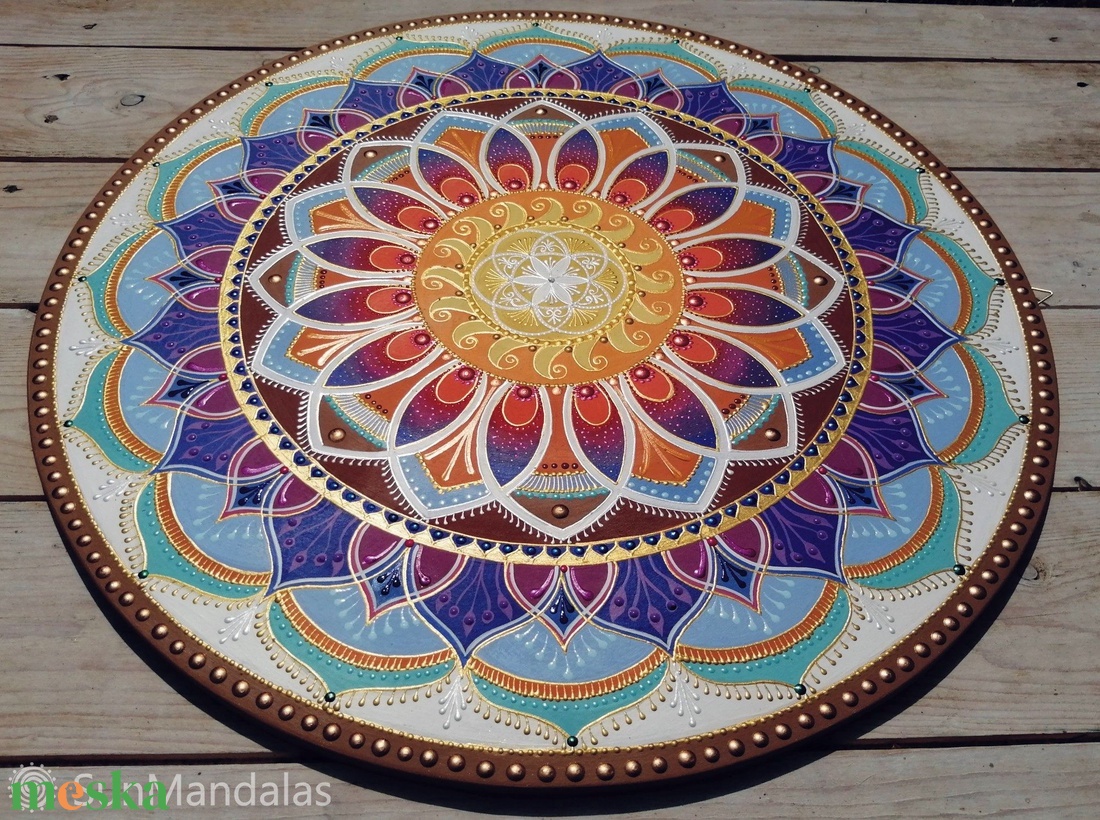 Indián Mandala Életmag és Napforgó szimbólummal  - otthon & életmód - dekoráció - spiritualitás - mandala - Meska.hu