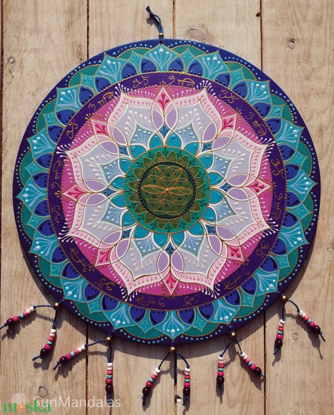 Rózsaszín  Lótusz Mandala Életvirága szimbólummal  - otthon & életmód - dekoráció - spiritualitás - mandala - Meska.hu