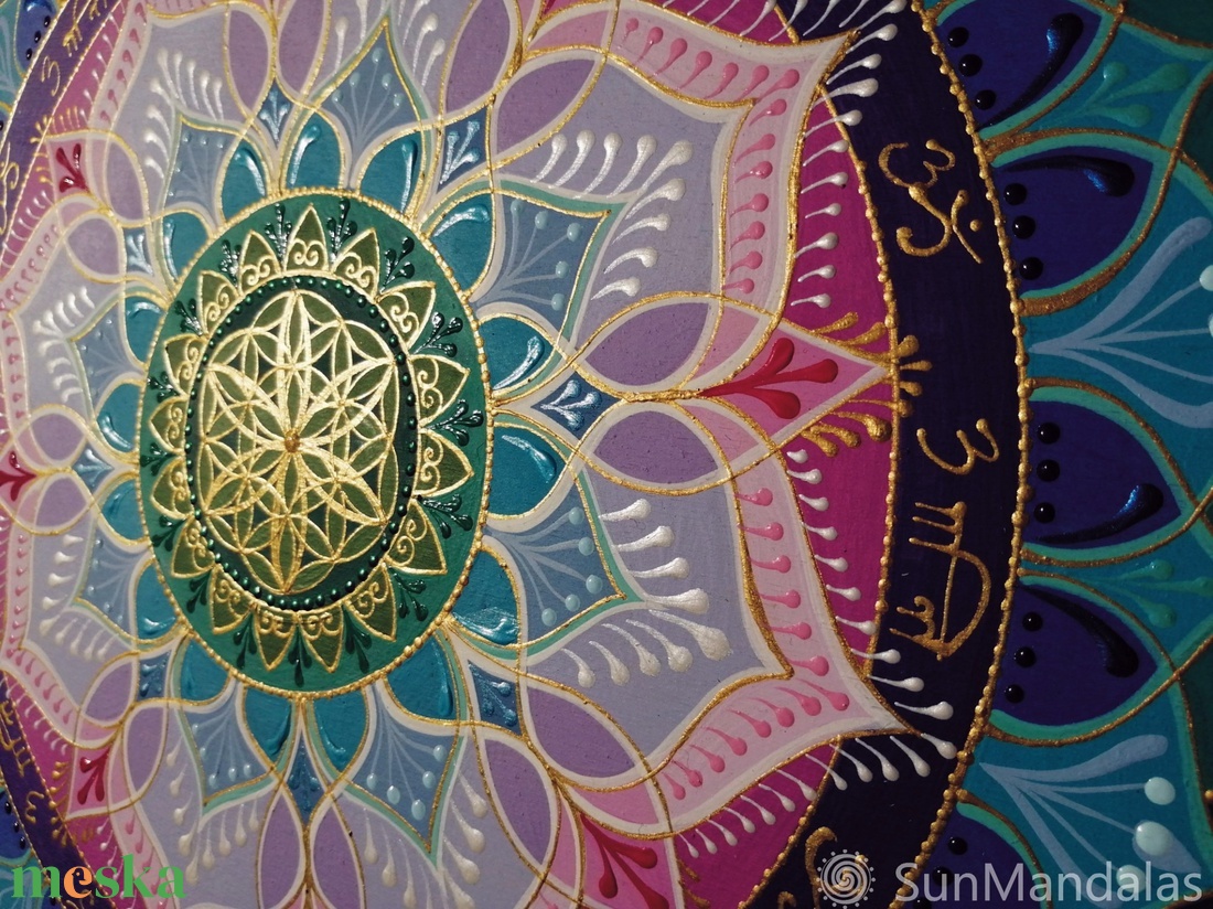  Rózsaszín  Lótusz Mandala Életvirága szimbólummal  - otthon & életmód - dekoráció - spiritualitás - mandala - Meska.hu