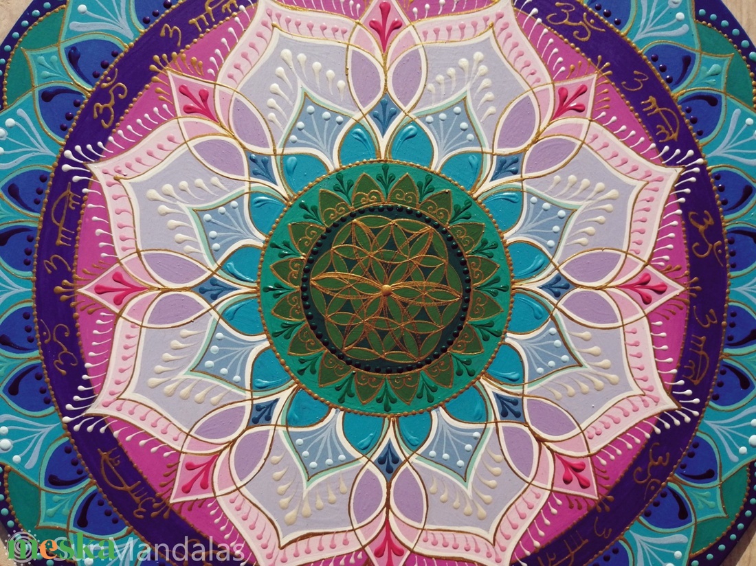  Rózsaszín  Lótusz Mandala Életvirága szimbólummal  - otthon & életmód - dekoráció - spiritualitás - mandala - Meska.hu