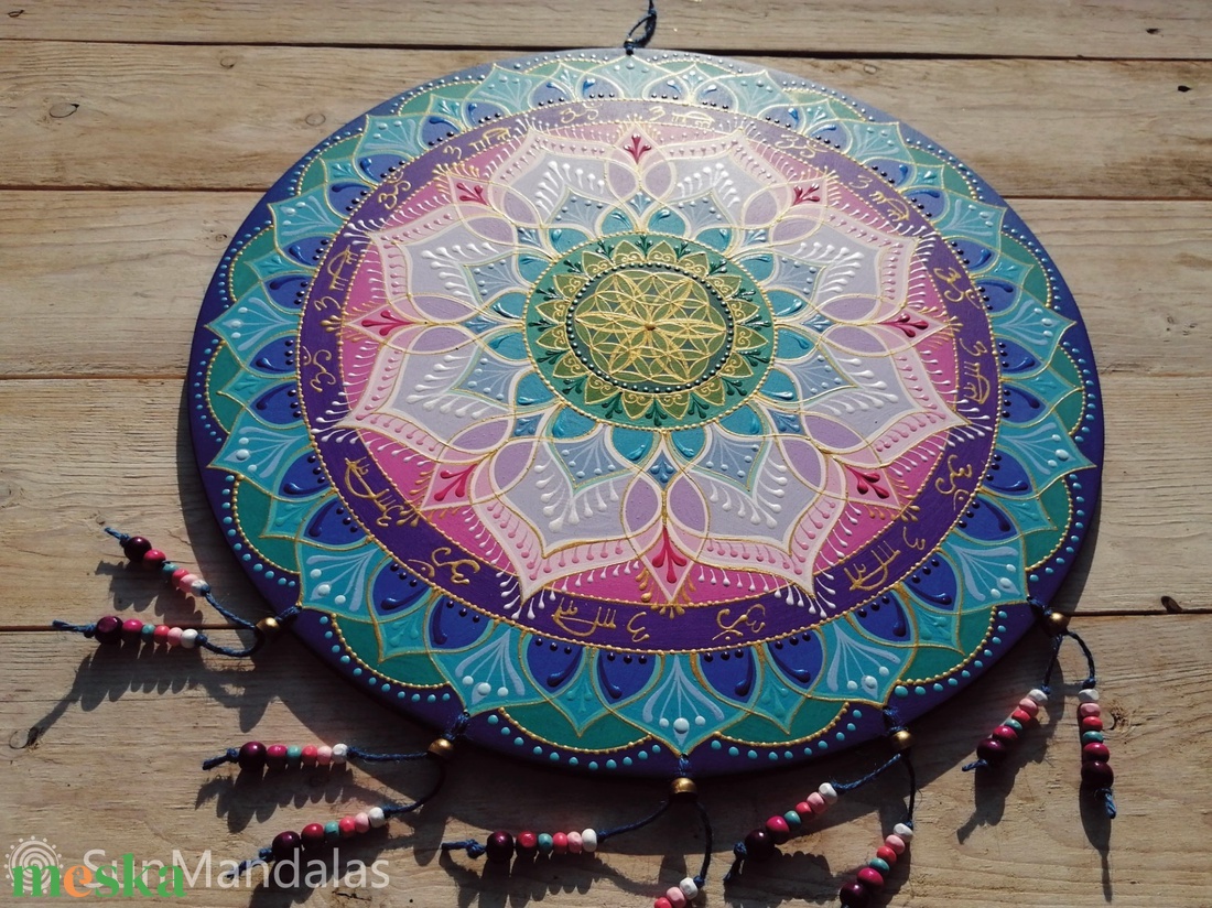  Rózsaszín  Lótusz Mandala Életvirága szimbólummal  - otthon & életmód - dekoráció - spiritualitás - mandala - Meska.hu
