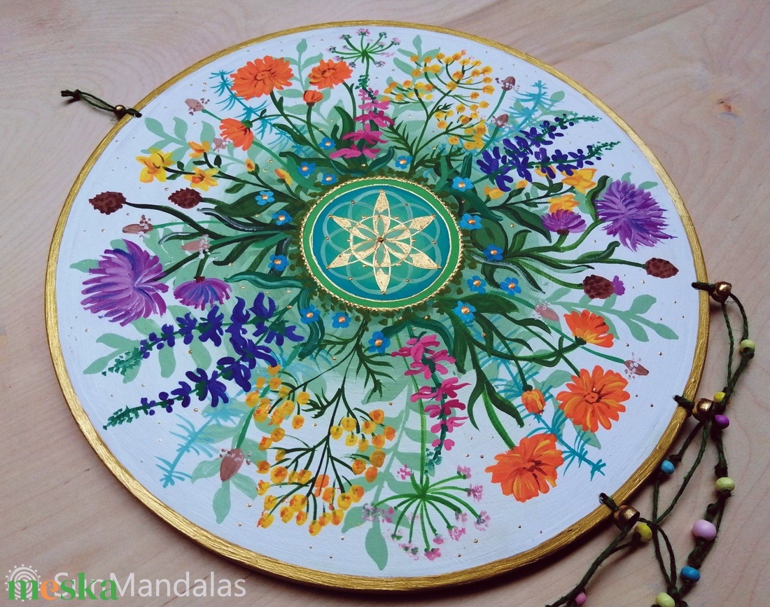  Gyógynövényes Mandala Életmag szimbólummal  - otthon & életmód - dekoráció - spiritualitás - mandala - Meska.hu