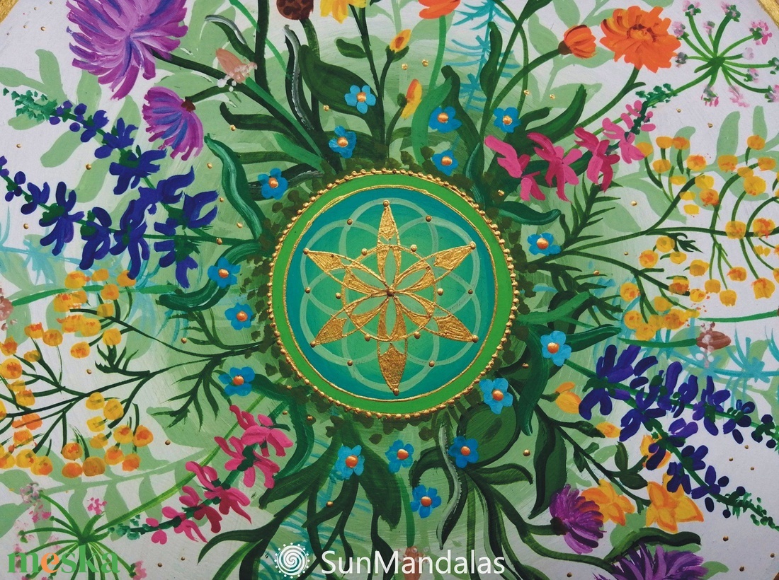  Gyógynövényes Mandala Életmag szimbólummal  - otthon & életmód - dekoráció - spiritualitás - mandala - Meska.hu