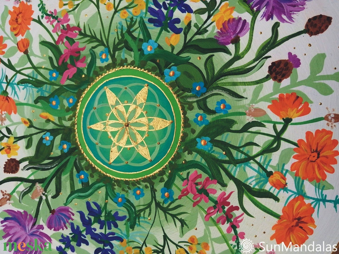  Gyógynövényes Mandala Életmag szimbólummal  - otthon & életmód - dekoráció - spiritualitás - mandala - Meska.hu