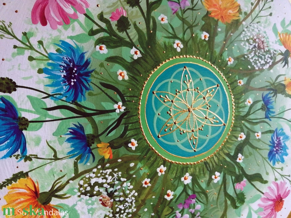  Vadvirágos Mandala Életmag szimbólummal  - otthon & életmód - dekoráció - spiritualitás - mandala - Meska.hu