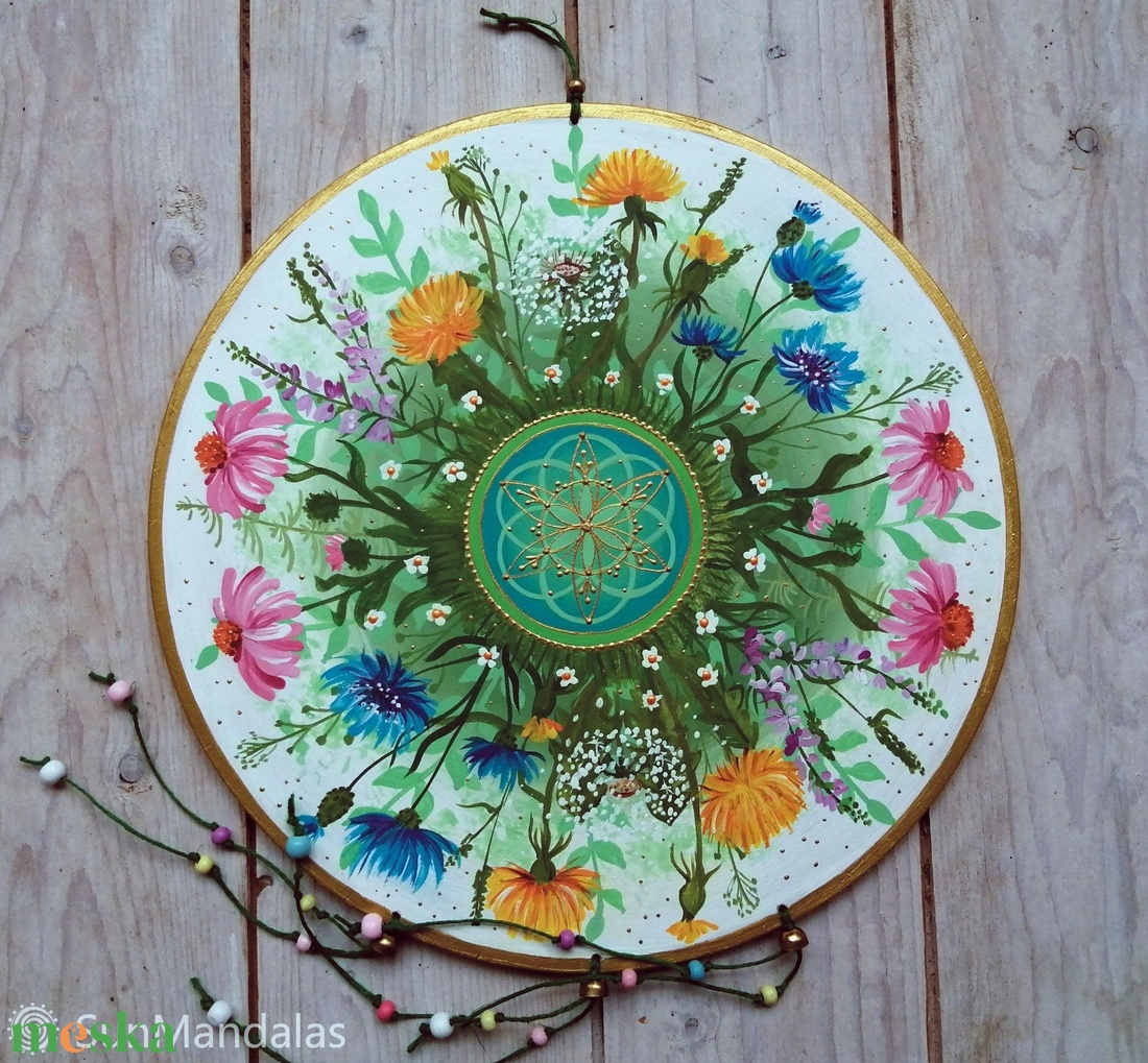  Vadvirágos Mandala Életmag szimbólummal  - otthon & életmód - dekoráció - spiritualitás - mandala - Meska.hu