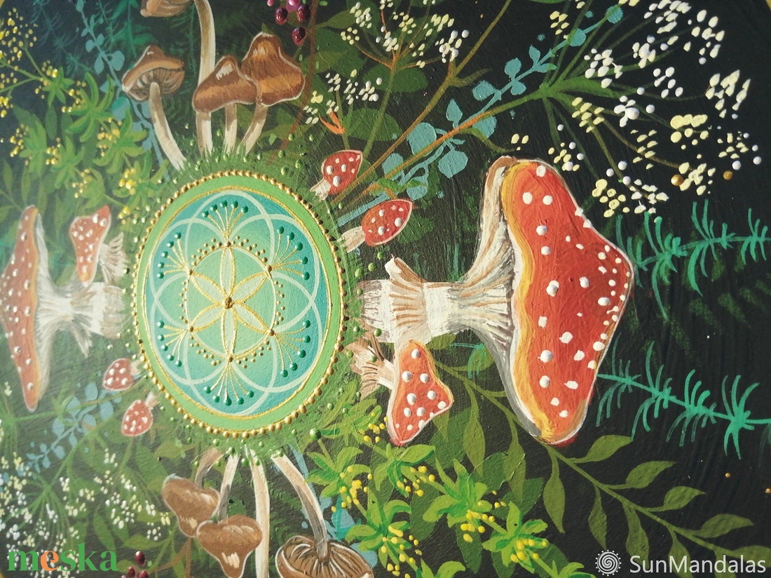 Erdei gombás Mandala Életmag szimbólummal - otthon & életmód - dekoráció - spiritualitás - mandala - Meska.hu Erdei gombás Mandala Életmag szimbólummal - otthon & életmód - dekoráció - spiritualitás - mandala - Meska.hu