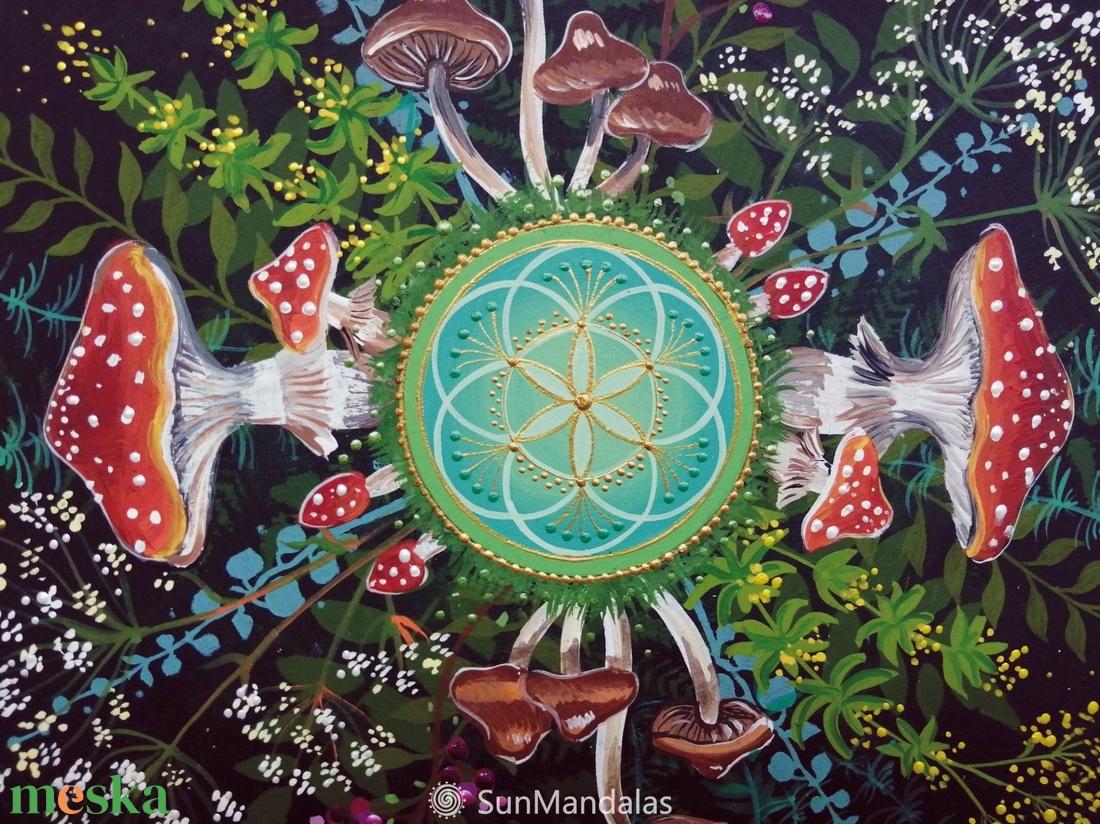 Erdei gombás Mandala Életmag szimbólummal - otthon & életmód - dekoráció - spiritualitás - mandala - Meska.hu Erdei gombás Mandala Életmag szimbólummal - otthon & életmód - dekoráció - spiritualitás - mandala - Meska.hu