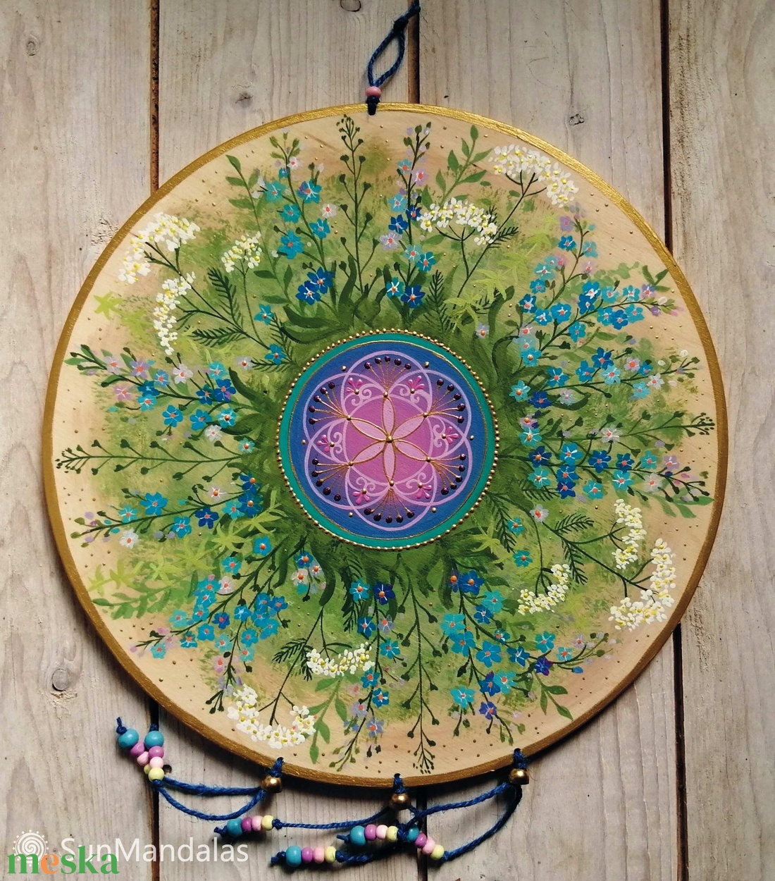  Nefelejcses Mandala Életmag szimbólummal  - otthon & életmód - dekoráció - spiritualitás - mandala - Meska.hu