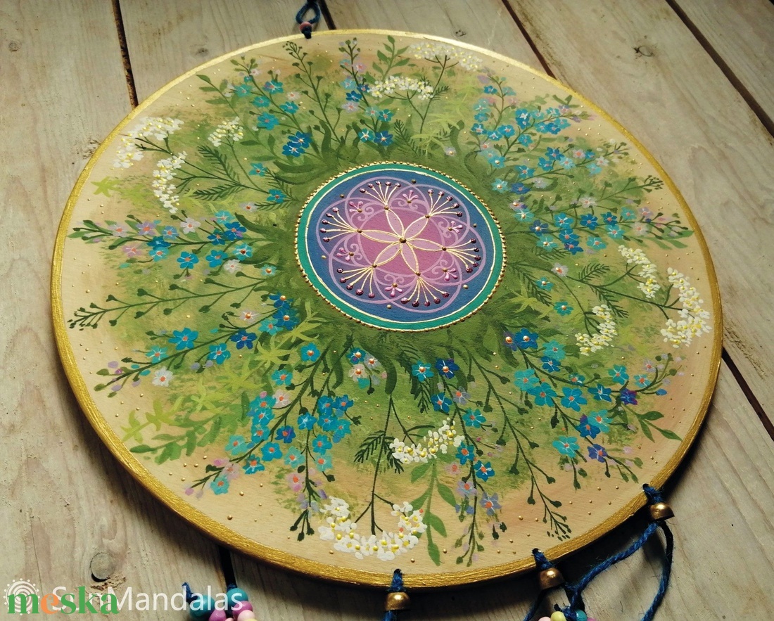  Nefelejcses Mandala Életmag szimbólummal  - otthon & életmód - dekoráció - spiritualitás - mandala - Meska.hu
