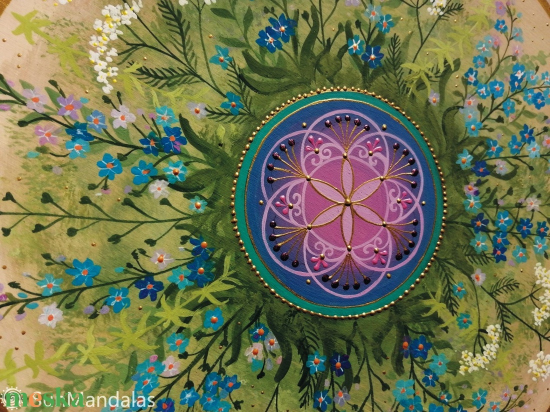  Nefelejcses Mandala Életmag szimbólummal  - otthon & életmód - dekoráció - spiritualitás - mandala - Meska.hu