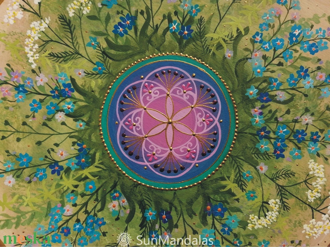  Nefelejcses Mandala Életmag szimbólummal  - otthon & életmód - dekoráció - spiritualitás - mandala - Meska.hu