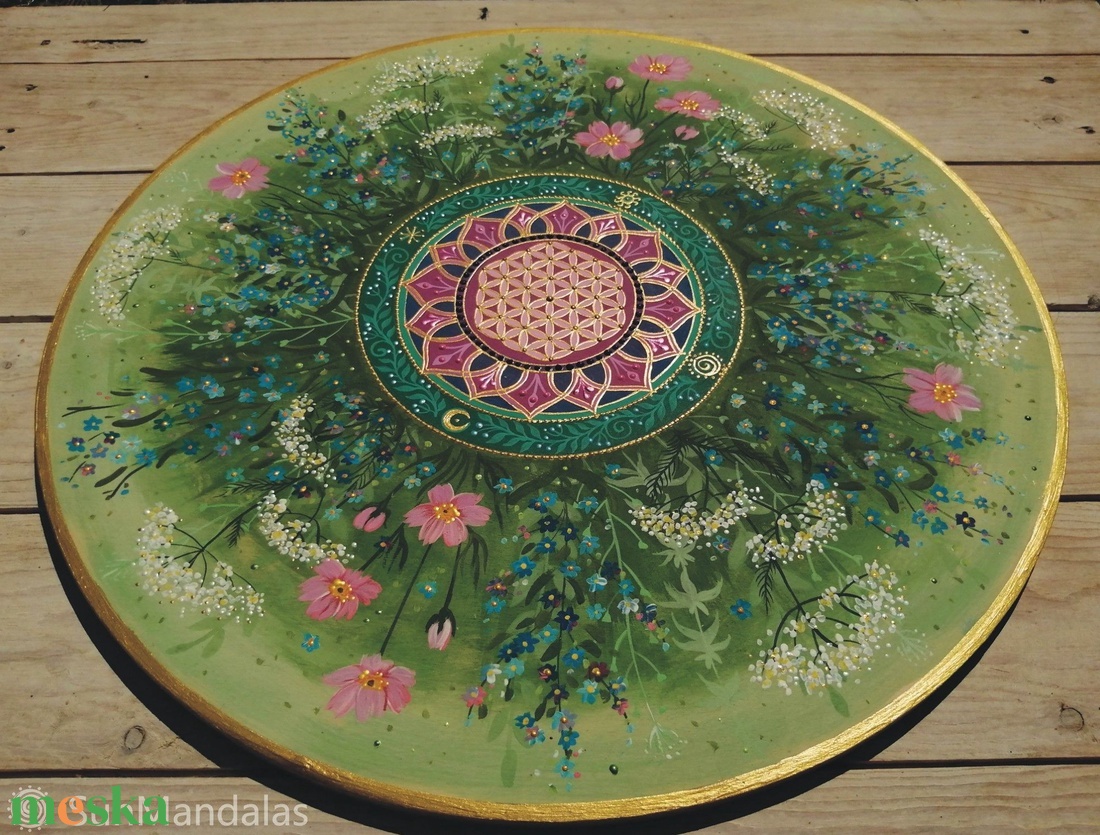  Nefelejcses-cickafarkas Mandala Életvirága szimbólummal  - otthon & életmód - dekoráció - spiritualitás - mandala - Meska.hu