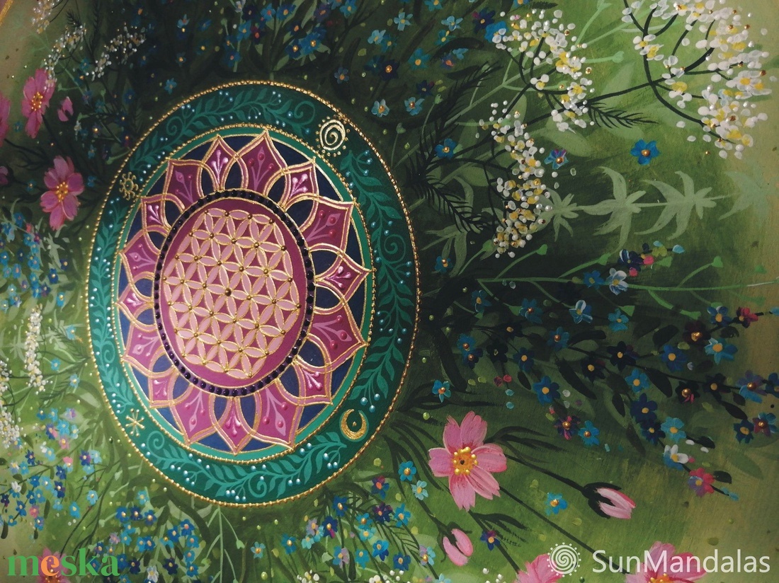  Nefelejcses-cickafarkas Mandala Életvirága szimbólummal  - otthon & életmód - dekoráció - spiritualitás - mandala - Meska.hu