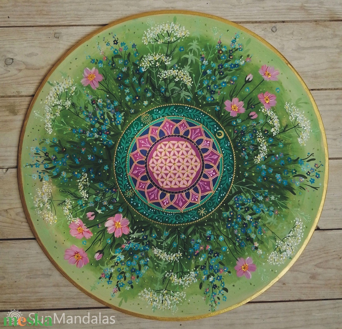  Nefelejcses-cickafarkas Mandala Életvirága szimbólummal  - otthon & életmód - dekoráció - spiritualitás - mandala - Meska.hu