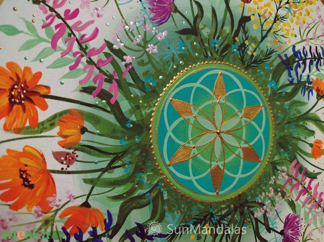  Vadvirágos Mandala Életmag szimbólummal  - otthon & életmód - dekoráció - spiritualitás - mandala - Meska.hu