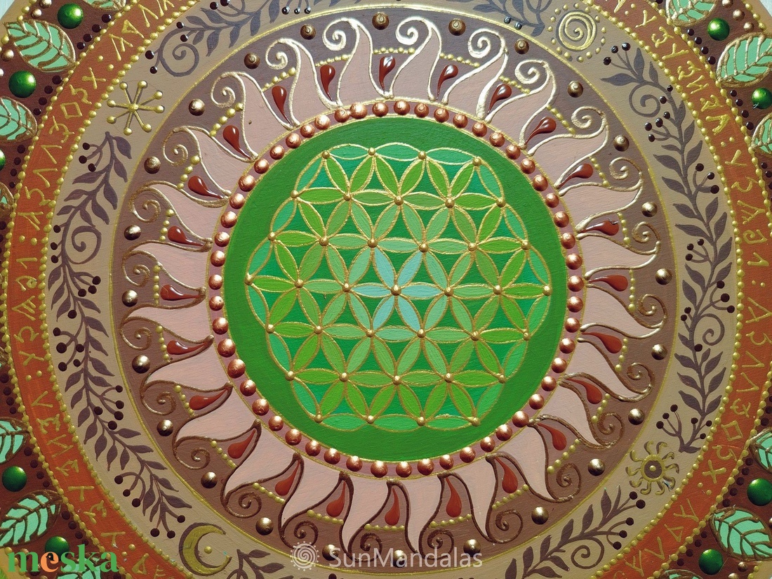 Amulett Mandala / zöld-barna - otthon & életmód - dekoráció - spiritualitás - mandala - Meska.hu