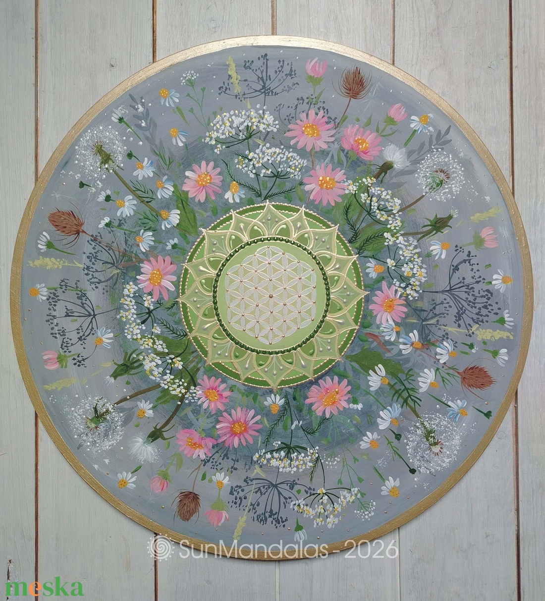  Kamillás Mandala Életvirága szimbólummal  - otthon & életmód - dekoráció - spiritualitás - mandala - Meska.hu