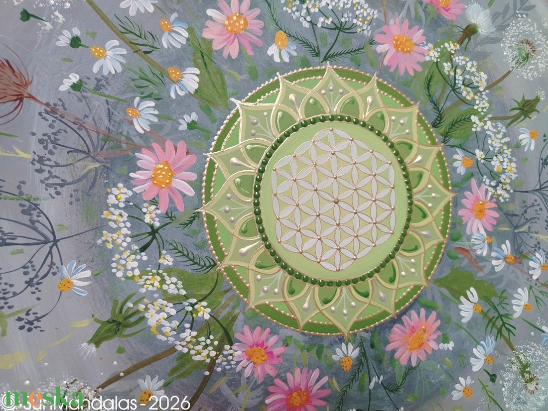  Kamillás Mandala Életvirága szimbólummal  - otthon & életmód - dekoráció - spiritualitás - mandala - Meska.hu