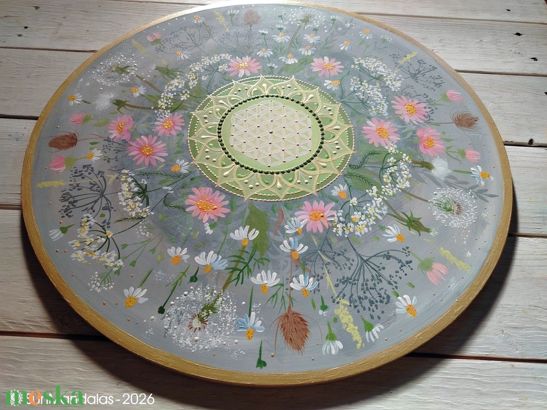  Kamillás Mandala Életvirága szimbólummal  - otthon & életmód - dekoráció - spiritualitás - mandala - Meska.hu