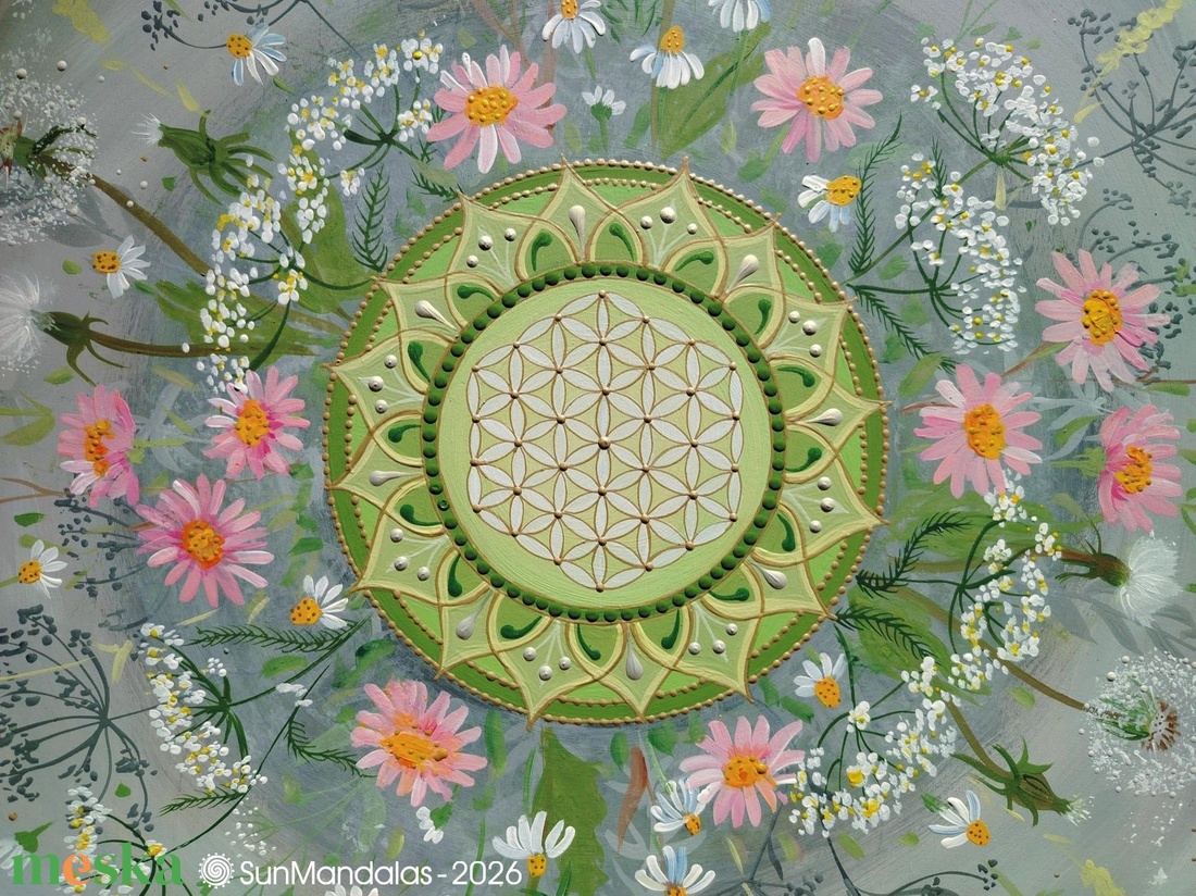  Kamillás Mandala Életvirága szimbólummal  - otthon & életmód - dekoráció - spiritualitás - mandala - Meska.hu