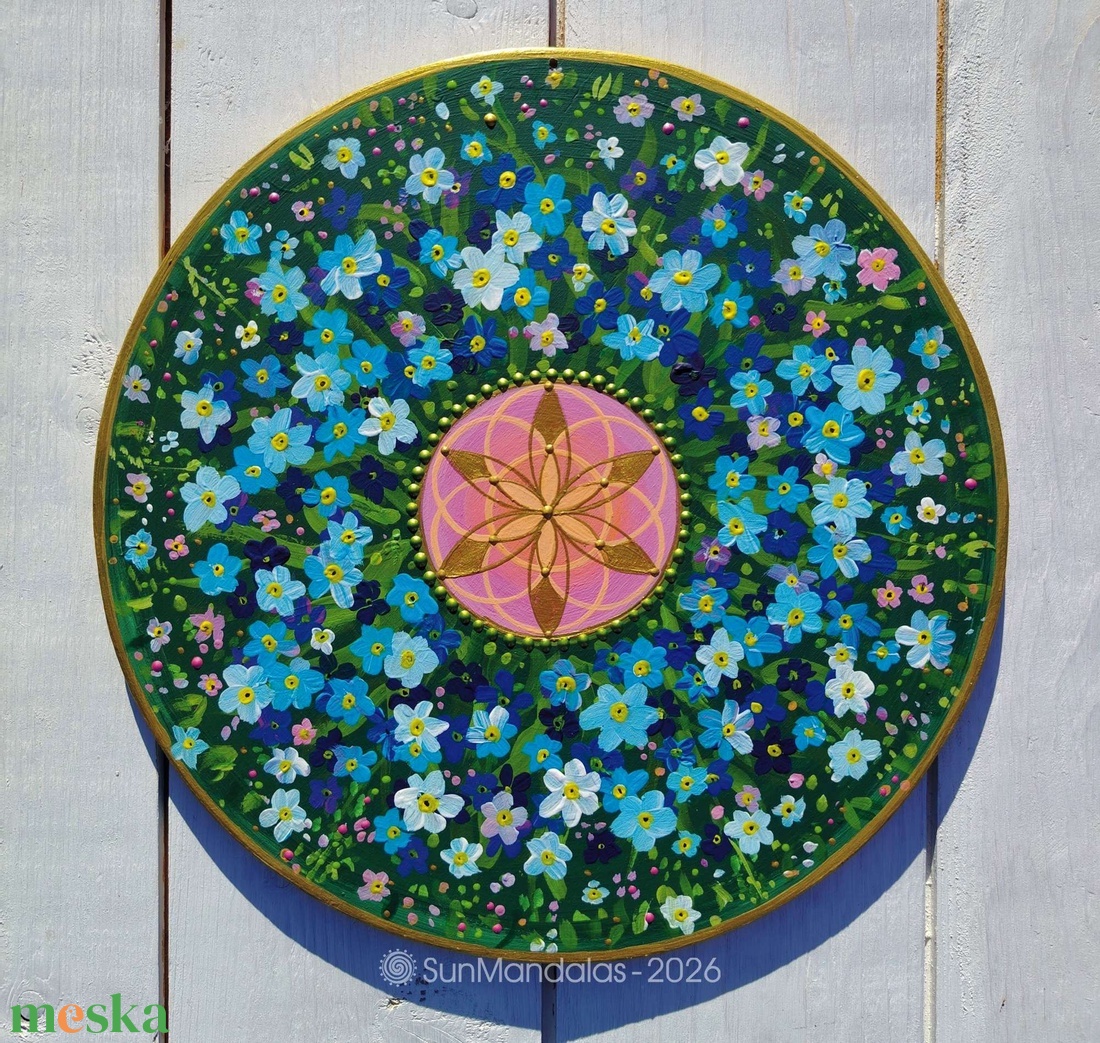  Nefelejcses Mandala Életmag szimbólummal  - otthon & életmód - dekoráció - spiritualitás - mandala - Meska.hu