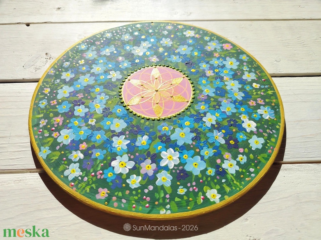  Nefelejcses Mandala Életmag szimbólummal  - otthon & életmód - dekoráció - spiritualitás - mandala - Meska.hu