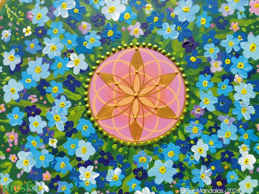  Nefelejcses Mandala Életmag szimbólummal  - otthon & életmód - dekoráció - spiritualitás - mandala - Meska.hu