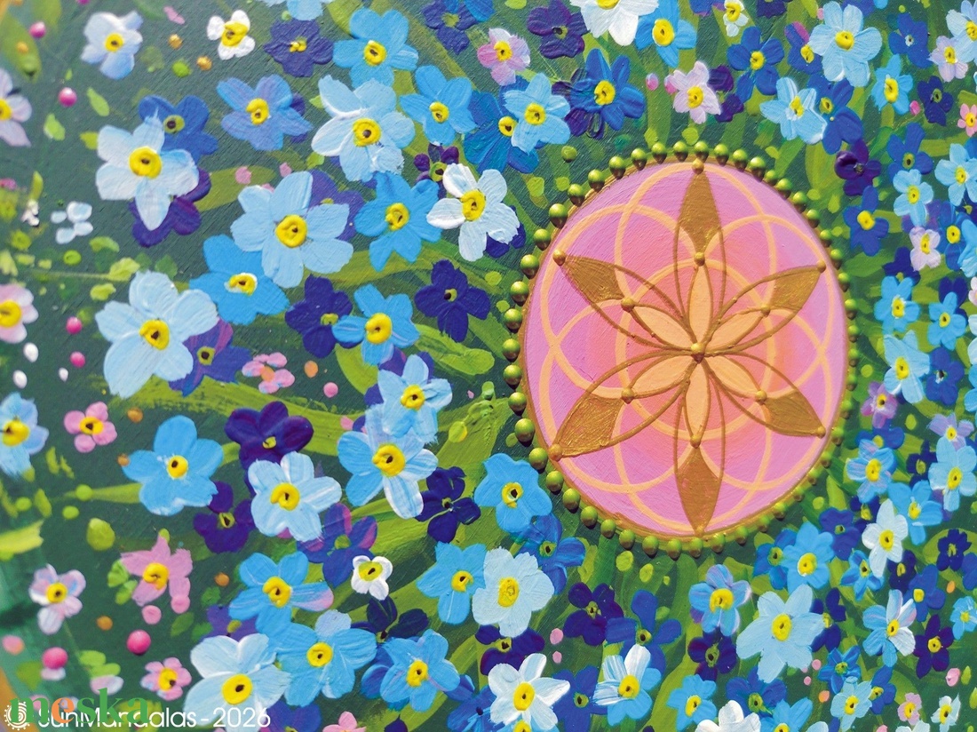  Nefelejcses Mandala Életmag szimbólummal  - otthon & életmód - dekoráció - spiritualitás - mandala - Meska.hu