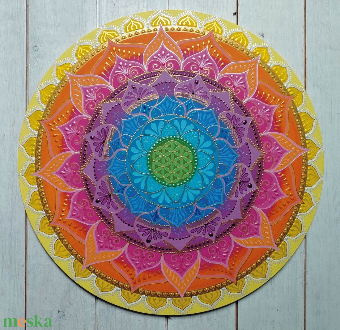  Sárga Szivárvány Mandala  - otthon & életmód - dekoráció - spiritualitás - mandala - Meska.hu