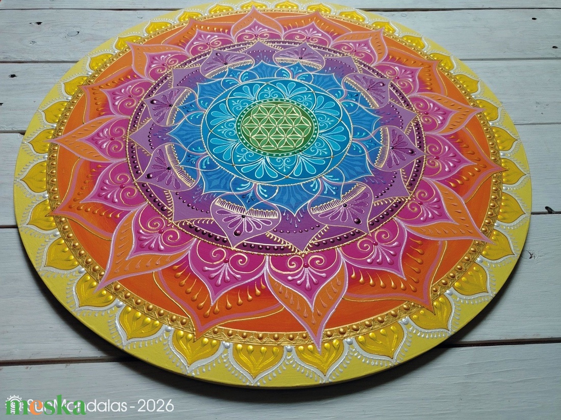  Sárga Szivárvány Mandala  - otthon & életmód - dekoráció - spiritualitás - mandala - Meska.hu
