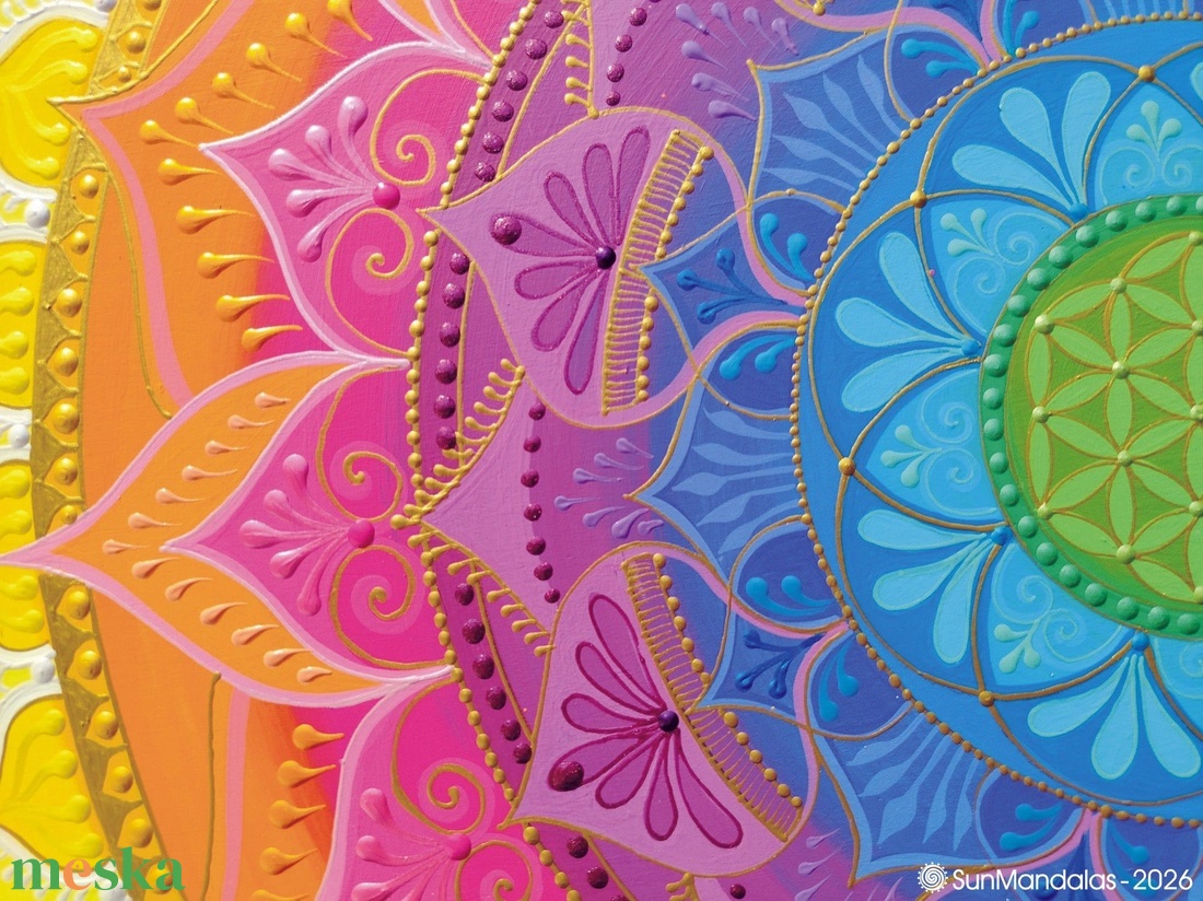  Sárga Szivárvány Mandala  - otthon & életmód - dekoráció - spiritualitás - mandala - Meska.hu